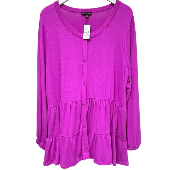 Lane Bryant Tiered Top Plus Size 18/20 Fuschia Ruffle Tunic Loungewear NWT - Picture 1 of 11